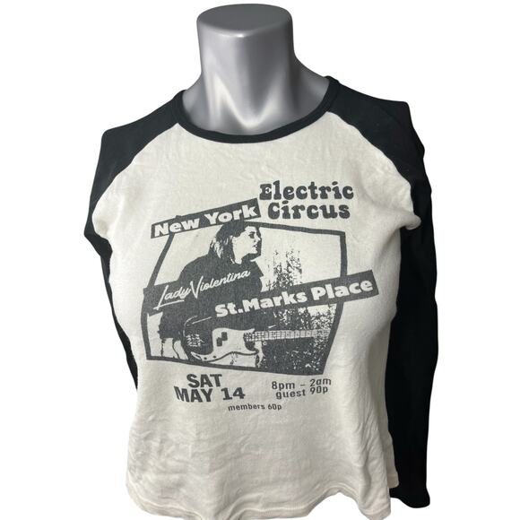 John Galt Electric Circus Raglan Brandy Melville Small Top Shirt y2k 90s Punk - Picture 2 of 7